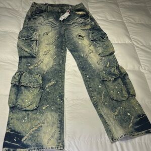 Women's Distressed Straight Leg Jeans - blue